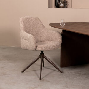 LABEL51 Eetkamerstoel Bern - Mushroom - Boucle - Brons Metalen Frame