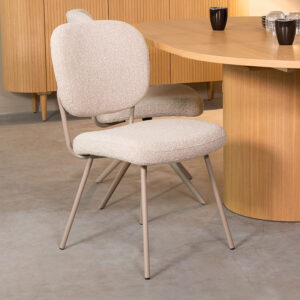 LABEL51 Eetkamerstoel Singapore - Naturel - Boucle - Taupe Metalen Frame