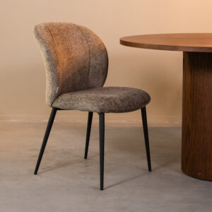 LABEL51 Eetkamerstoel Vino - Hunter - Chenille - Zwart Metalen Frame