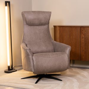 LABEL51 Fauteuil Lund - Taupe - Kunstleder - 2-Motorig - Met Massagefunctie