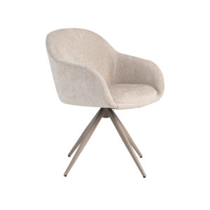 LABEL51 Eetkamerstoel Fiby - Naturel - Chenille - Taupe Metalen Frame