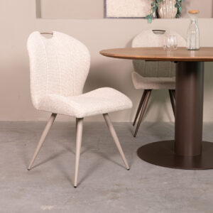 LABEL51 Eetkamerstoel Silly - Naturel - Boucle - Taupe Metalen Frame