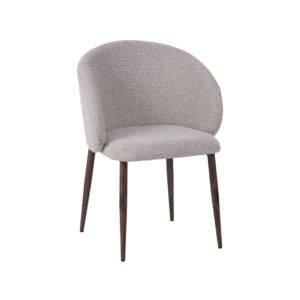 LABEL51 Eetkamerstoel Yuki - Naturel - Boucle - Walnoot Houten Frame