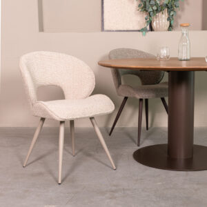 LABEL51 Eetkamerstoel Sakura - Naturel - Boucle - Taupe Metalen Frame