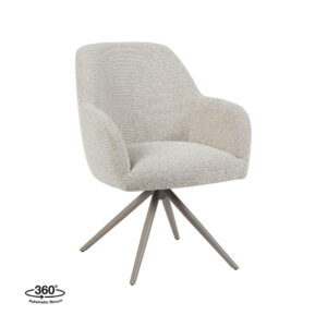 LABEL51 Eetkamerstoel Sayuri - Naturel - Boucle - Taupe Metalen Frame