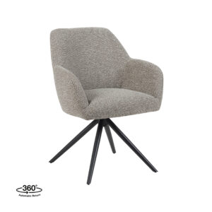 LABEL51 Eetkamerstoel Sayuri - Mushroom - Boucle - Zwart Metalen Frame