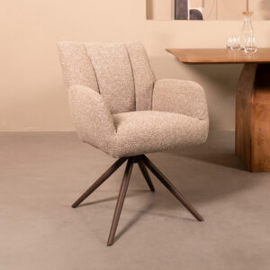 LABEL51 Eetkamerstoel Padua - Mushroom - Boucle - Brons Metalen Frame