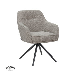 LABEL51 Eetkamerstoel Akira - Mushroom - Boucle - Zwart Metalen Frame