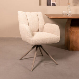 LABEL51 Eetkamerstoel Padua - Naturel - Boucle - Taupe Metalen Frame