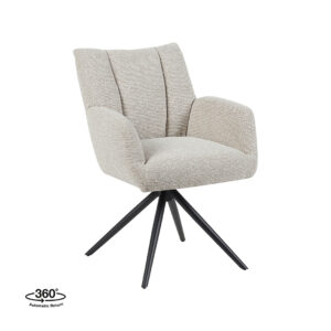 LABEL51 Eetkamerstoel Padua - Naturel - Boucle - Zwart Metalen Frame