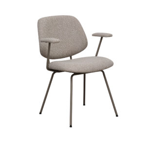 LABEL51 Eetkamerstoel Loreto - Naturel - Boucle - Taupe Metalen Frame