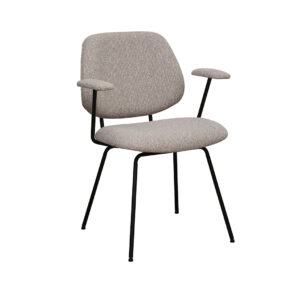 LABEL51 Eetkamerstoel Loreto - Naturel - Boucle - Zwart Metalen Frame