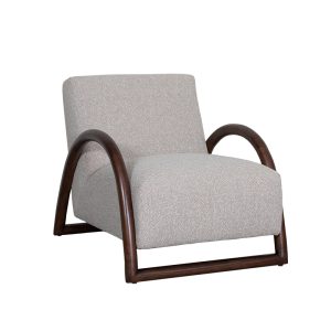 LABEL51 Fauteuil Viggo - Naturel - Boucle - Walnoot Houten Frame