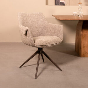 LABEL51 Eetkamerstoel Narumi - Mushroom - Boucle - Brons Metalen Frame