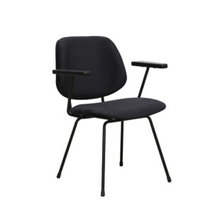 LABEL51 Eetkamerstoel Gastron - Zwart - Velvet - Zwart Metalen Frame