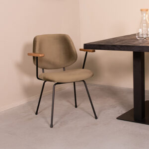 LABEL51 Eetkamerstoel Gastron - Hunter - Velvet - Zwart Metalen Frame