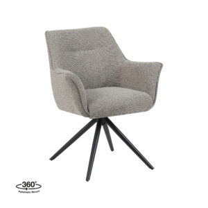 LABEL51 Eetkamerstoel Kimora - Mushroom - Boucle - Zwart Metalen Frame