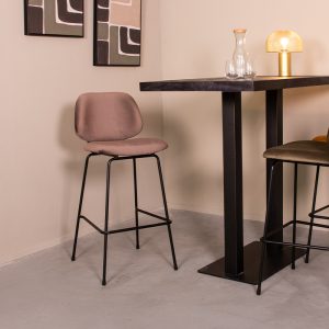 LABEL51 Barkruk Bello - Taupe - Fluweel - Hoog