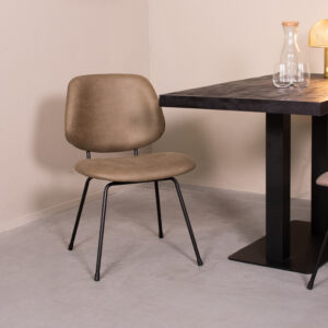 LABEL51 Eetkamerstoel Bello - Moss - Kunstleder - Zwart Metalen Frame