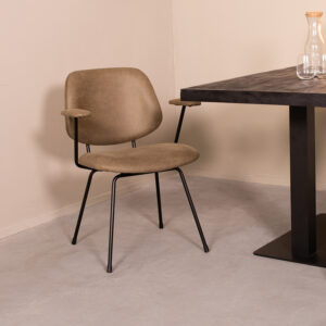 LABEL51 Eetkamerstoel Rivano - Moss - Kunstleder - Zwart Metalen Frame