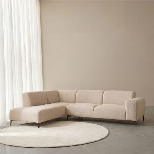 LABEL51 Hoekbank Merido - Naturel Raven | Zwart Metaal - Velvet - Hoekbank Links