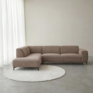 LABEL51 Hoekbank Merido - Taupe Raven | Zwart Metaal - Velvet - Hoekbank Links