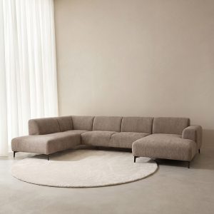 LABEL51 Bank Merido - Taupe Raven | Zwart Metaal - Velvet - U-Bank Links