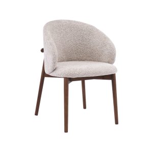 LABEL51 Eetkamerstoel Nagano - Beige - Geweven - Walnoot Houten Frame