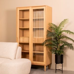 LABEL51 Vitrinekasten Jule - Naturel - Eiken - One Size