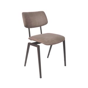 LABEL51 Eetkamerstoel Stapelbaar - Taupe - Kunstleder - Zwart Metalen Frame