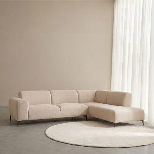 LABEL51 Hoekbank Merido - Naturel Raven | Zwart Metaal - Velvet - Hoekbank Rechts