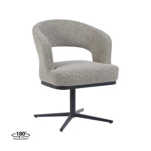 LABEL51 Eetkamerstoel Monaco - Mushroom - Boucle - Zwart Metalen Frame