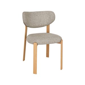 LABEL51 Eetkamerstoel Mika - Beige - Geweven - Naturel Houtlook Metaal