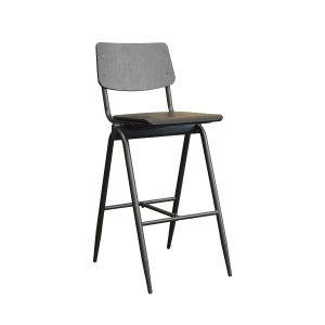 LABEL51 Barkruk Solid - Zwart - Hout - Hoog