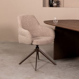 LABEL51 Eetkamerstoel Bern - Mushroom - Boucle - Brons Metalen Frame