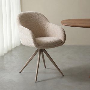 LABEL51 Eetkamerstoel Fiby - Naturel - Chenille - Taupe Metalen Frame