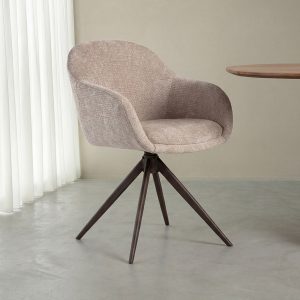 LABEL51 Eetkamerstoel Fiby - Clay - Chenille - Brons Metalen Frame