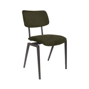 LABEL51 Eetkamerstoel Stapelbaar - Hunter - Velvet - Zwart Metalen Frame