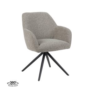LABEL51 Eetkamerstoel Sayuri - Mushroom - Boucle - Zwart Metalen Frame