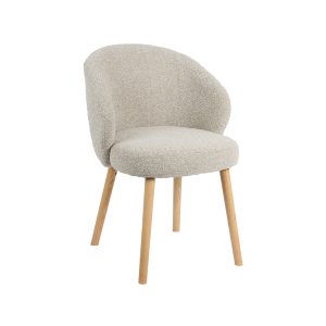 LABEL51 Eetkamerstoel Shiro - Naturel - Boucle - Naturel Houten Frame