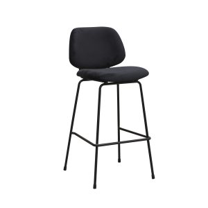 LABEL51 Barkruk Bello - Zwart - Fluweel - Hoog