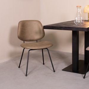 LABEL51 Eetkamerstoel Bello - Moss - Kunstleder - Zwart Metalen Frame