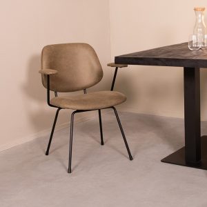 LABEL51 Eetkamerstoel Rivano - Moss - Kunstleder - Zwart Metalen Frame