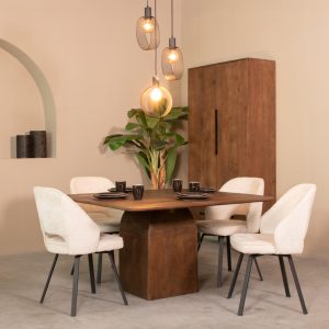 LABEL51 Eetkamertafel Ingo - Espresso - Mangohout - 140 cm - Vierkant