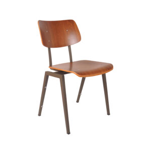 LABEL51 Eetkamerstoel Stapelbaar - Bruin - Hout - Forest Metalen Frame