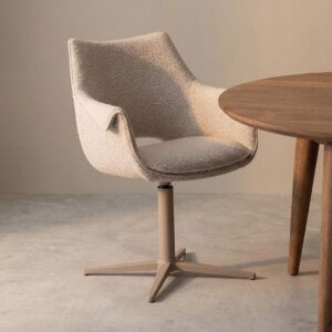LABEL51 Eetkamerstoel Nozomi - Naturel - Royal Boucle - Taupe Metaal