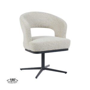 LABEL51 Eetkamerstoel Monaco - Naturel - Royal Boucle - Zwart Metaal