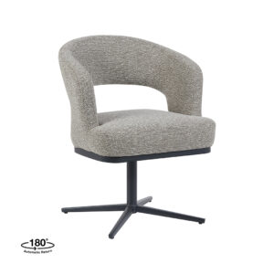 LABEL51 Eetkamerstoel Monaco - Mushroom - Royal Boucle - Zwart Metaal
