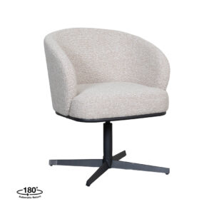 LABEL51 Eetkamerstoel Cannes - Naturel - Royal Boucle - Zwart Metaal