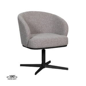 LABEL51 Eetkamerstoel Cannes - Mushroom - Royal Boucle - Zwart Metaal